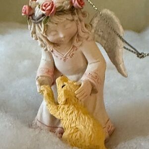 Charming Angel Figurine with Yellow Dog